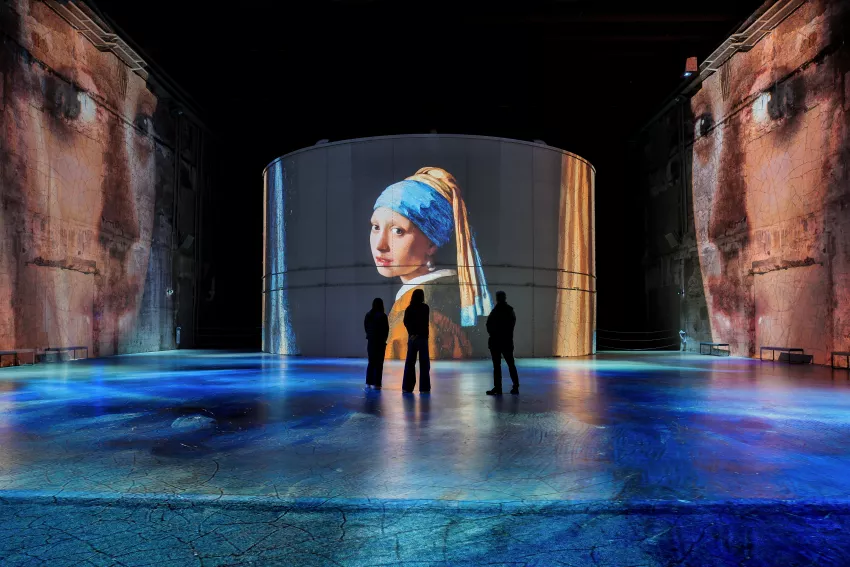 © Culturespaces / Vincent Pinson Espace exposition La Jeune Fille à la perle de Vermeer aux Bassins