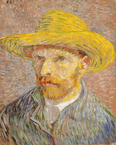Painting Self-portrait with straw hat Van Gogh