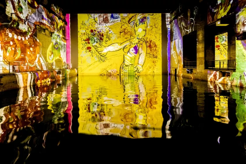 © Culturespaces / Eric Spiller Vue exposition Monet Renoir Chagall Bassins  Monet Renoir Chagall