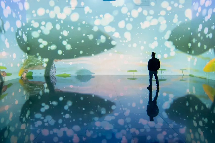 © Culturespaces / Vincent Pinson Vue exposition visiteur l'Autre Jardin Bassins